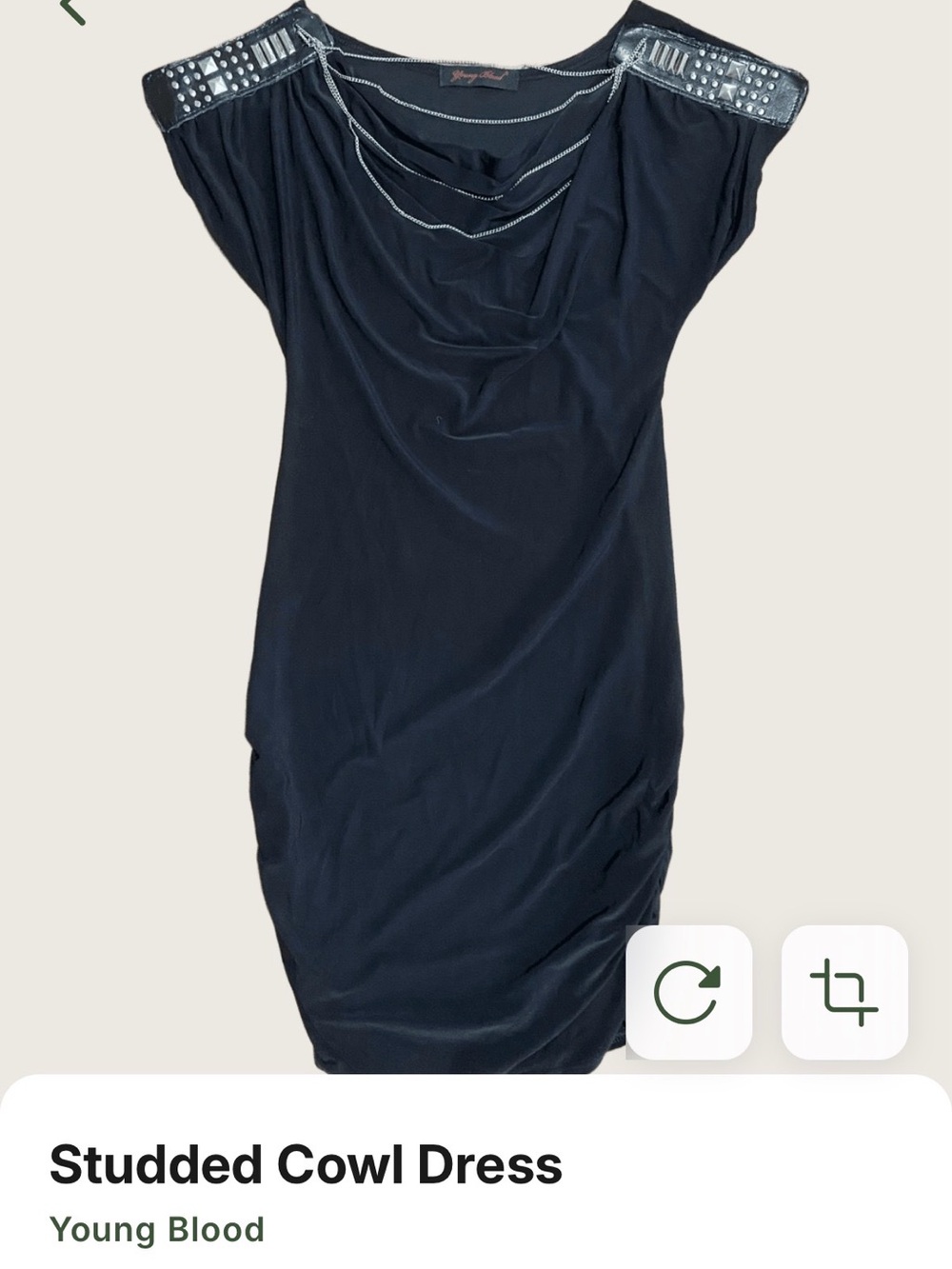 Black Studded Cowl Mini Dress